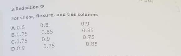 3. Redaction \( \Phi \) For shear, flexure, and ties columns