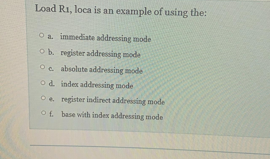 Solved Load R1, loca is an example of using the: a. | Chegg.com