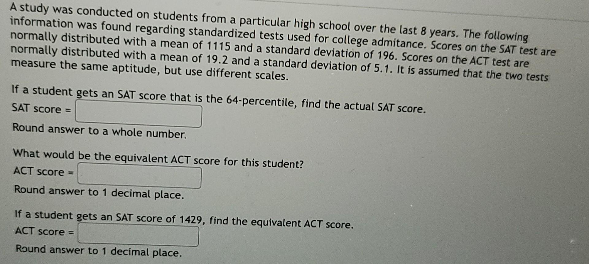 Solved A study was conducted on students from a particular | Chegg.com