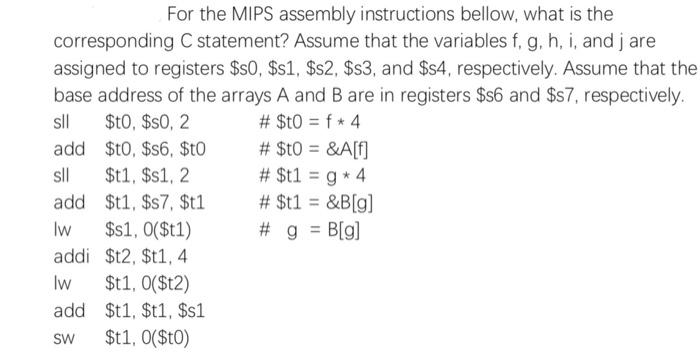 Solved For the MIPS assembly instructions bellow, what is | Chegg.com