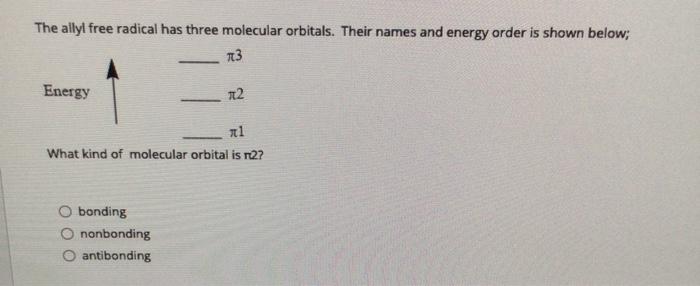 Solved The allyl free radical has three molecular orbitals Chegg com