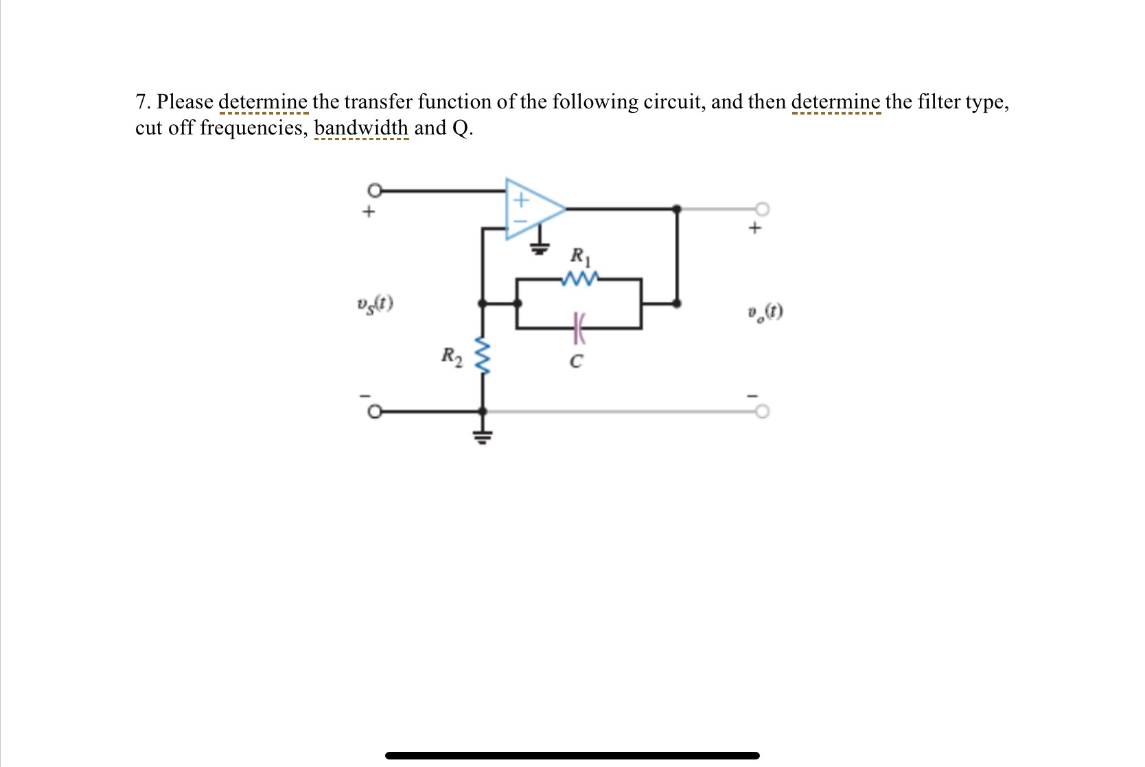 Solved Please determine the transfer function of the | Chegg.com