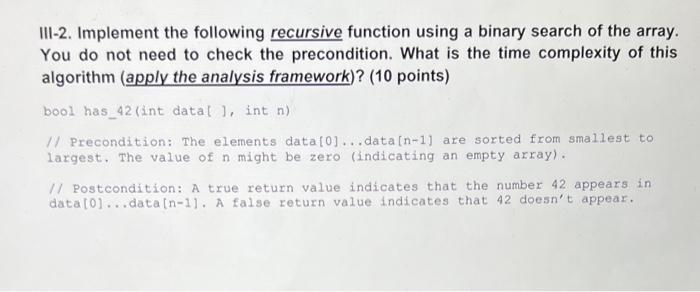 Solved III-2. Implement the following recursive function | Chegg.com