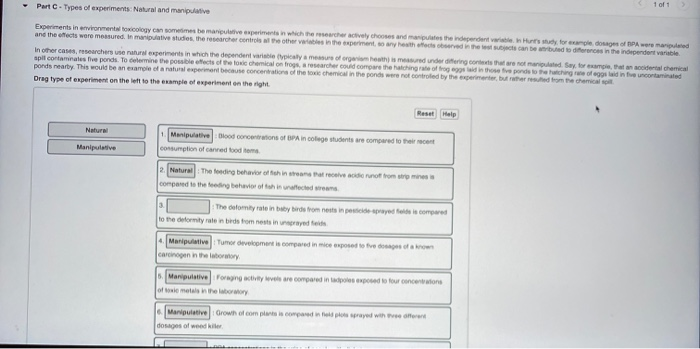 1 of 1 Part Types of experiments: Natural and | Chegg.com
