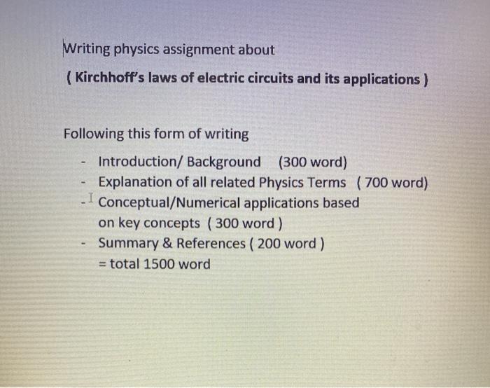 kirchhoff's law assignment