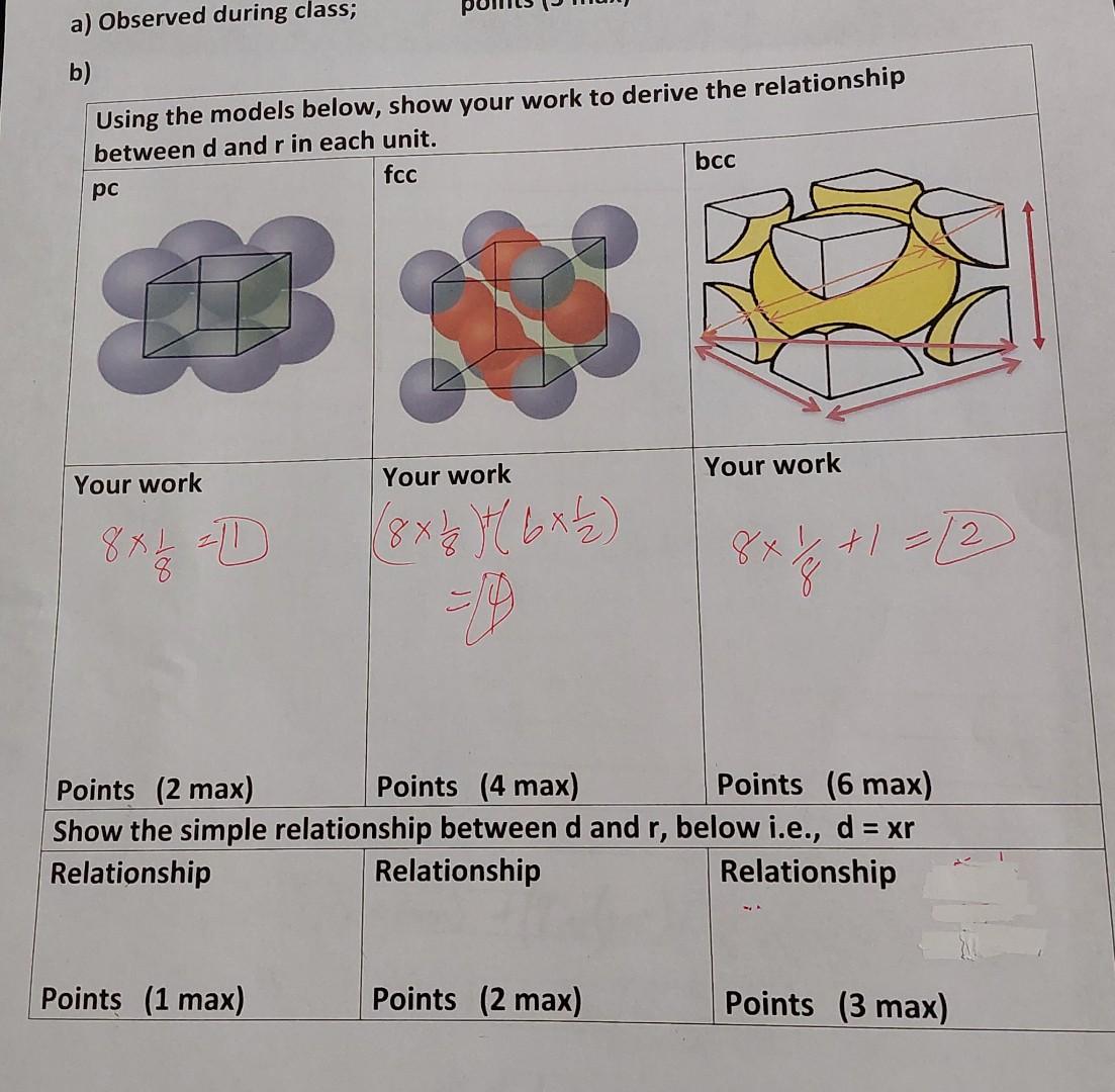 Solved A) Observed During Class; B) Using The Models Below, | Chegg.com