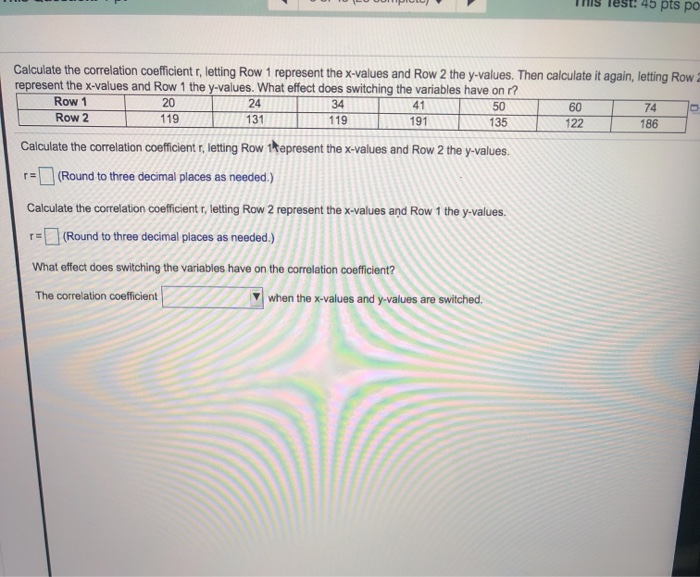 Solved 13 13. PLS Calculate the correlation coefficient r, | Chegg.com