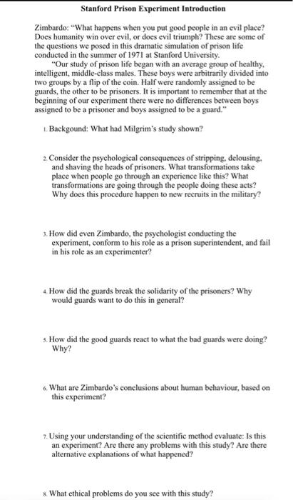 stanford prison experiment discussion questions