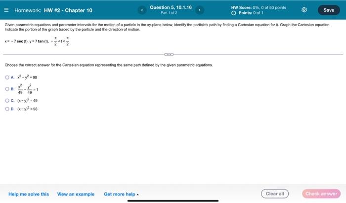 Solved = Homework: HW #2 - Chapter 10 Question 5, 10.1.16 | Chegg.com