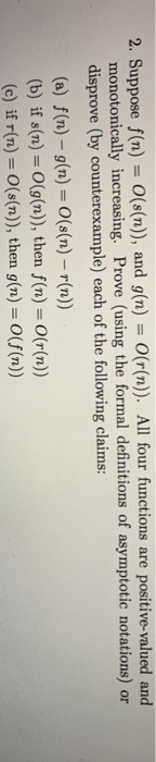 Solved 2 Suppose F N 0 S N And G N O R N All Chegg Com