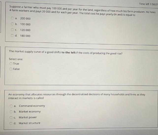 Solved Time left 1:57:38 When the price elasticity of demand | Chegg.com