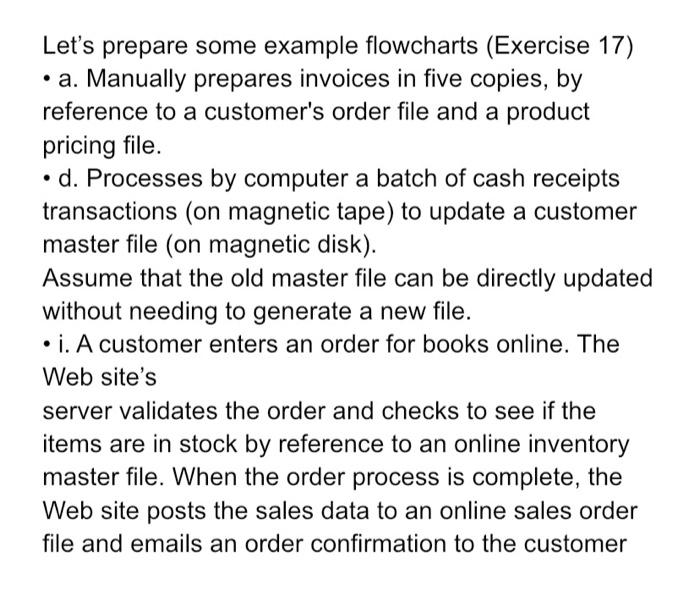 Solved Let S Prepare Some Example Flowcharts Exercise 17 Chegg