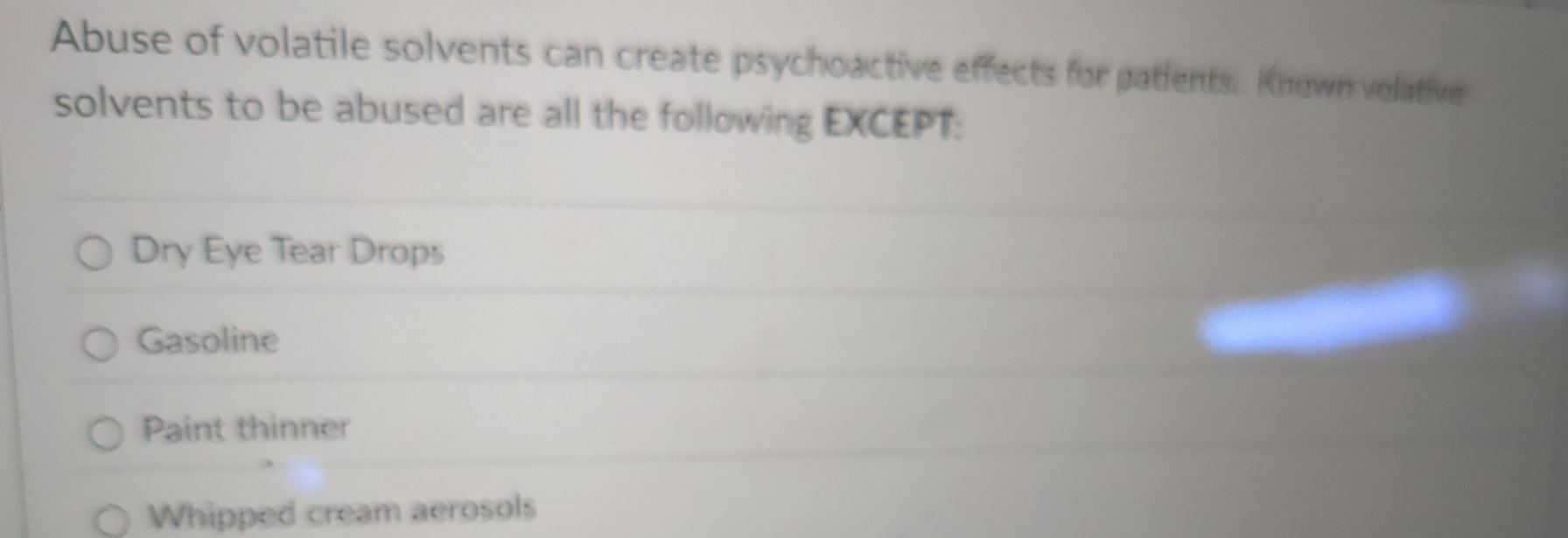 Solved Abuse of volatile solvents can create psychoactive