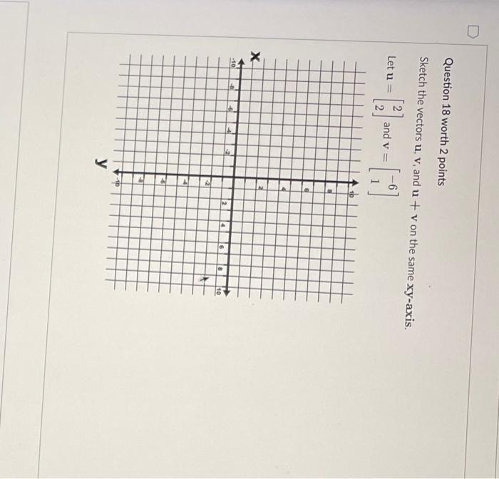 Solved Question 18 Worth 2 Points Sketch The Vectors U,v, | Chegg.com