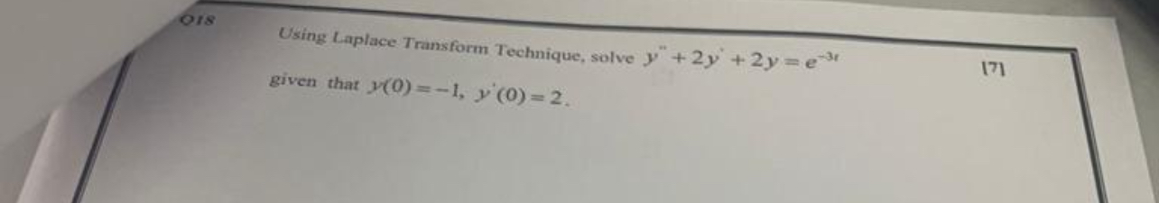 Solved Using Laplace Transform Technique, solve | Chegg.com