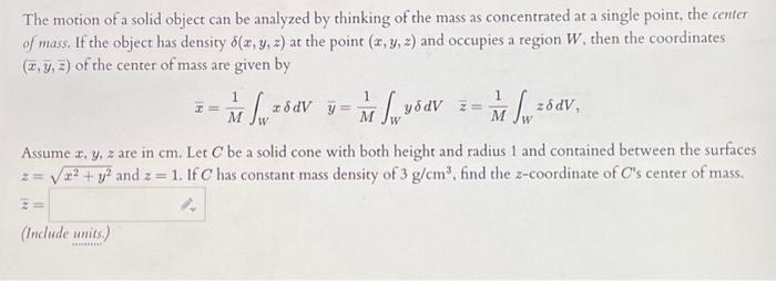 Solved The motion of a solid object can be analyzed by | Chegg.com