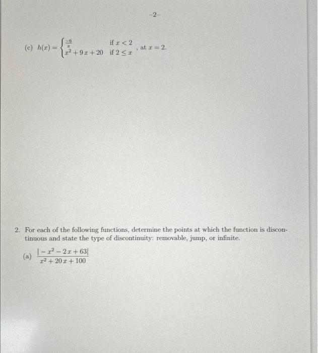 Solved 1. For each of the following, determine if the | Chegg.com