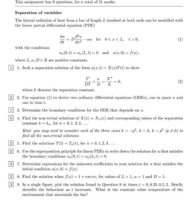 Solved This assignment has 9 questions, for a total of 21 | Chegg.com