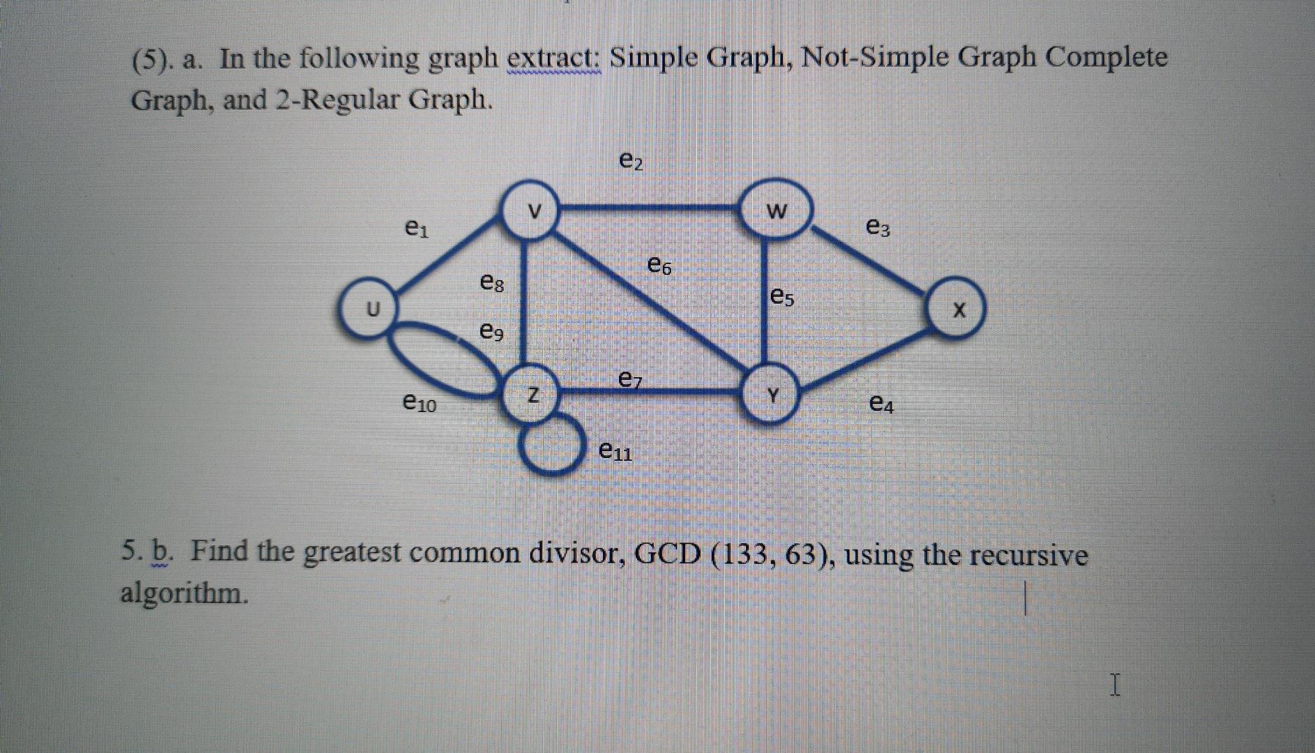 Solved (5). a. In the following graph extract: Simple Graph, | Chegg.com