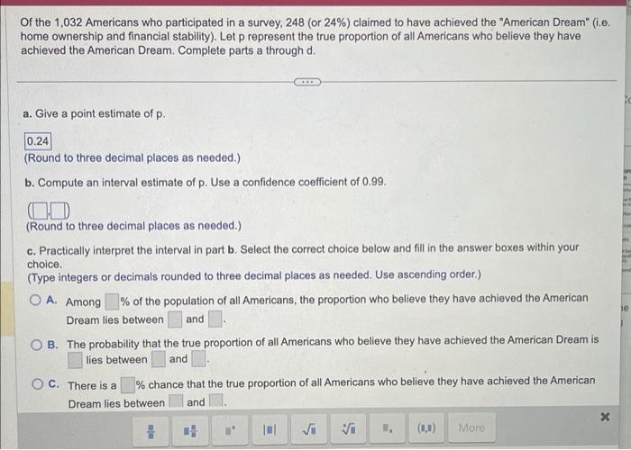 Solved Of The 1,032 Americans Who Participated In A Survey, | Chegg.com