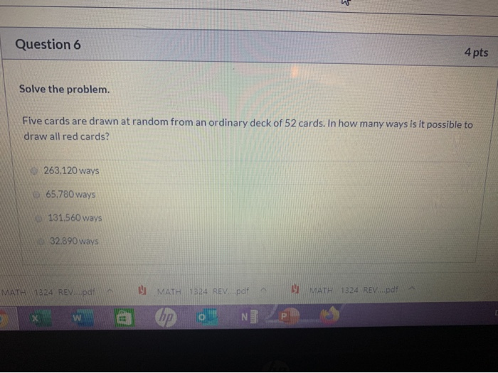 Solved Question 6 4 pts Solve the problem. Five cards are | Chegg.com