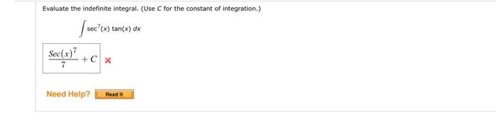 Solved Evaluate the indefinite integral. (Use C for the | Chegg.com