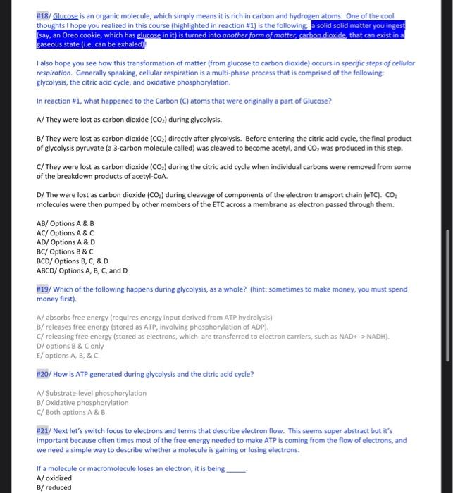 Solved Reaction #1: C6H12O6 +602 + 6CO2 + 6H20+ Energy (ATP | Chegg.com