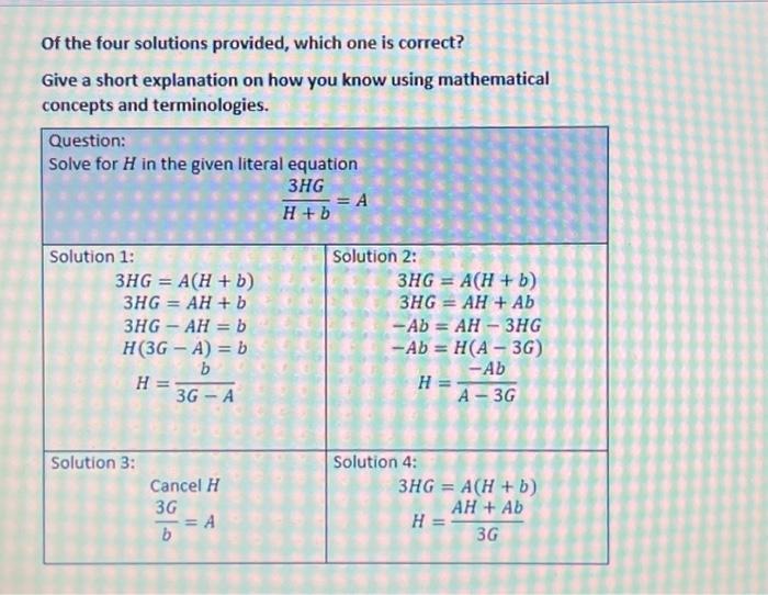 Solved Of The Four Solutions Provided, Which One Is Correct? | Chegg.com