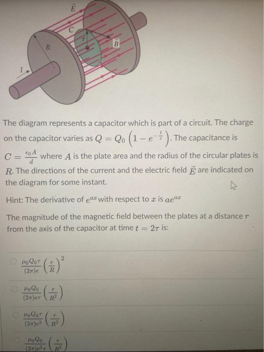 Solved Ë R The diagram represents a capacitor which is part | Chegg.com