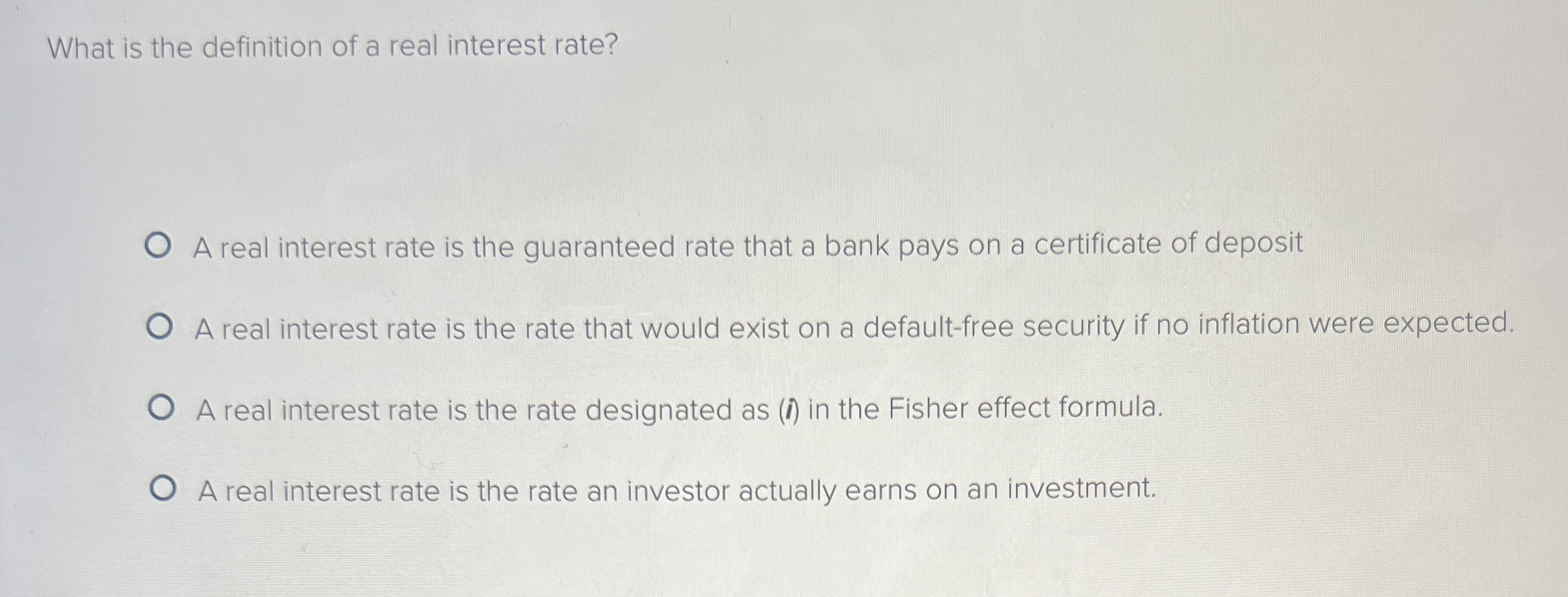 Solved What is the definition of a real interest rate?A real | Chegg.com