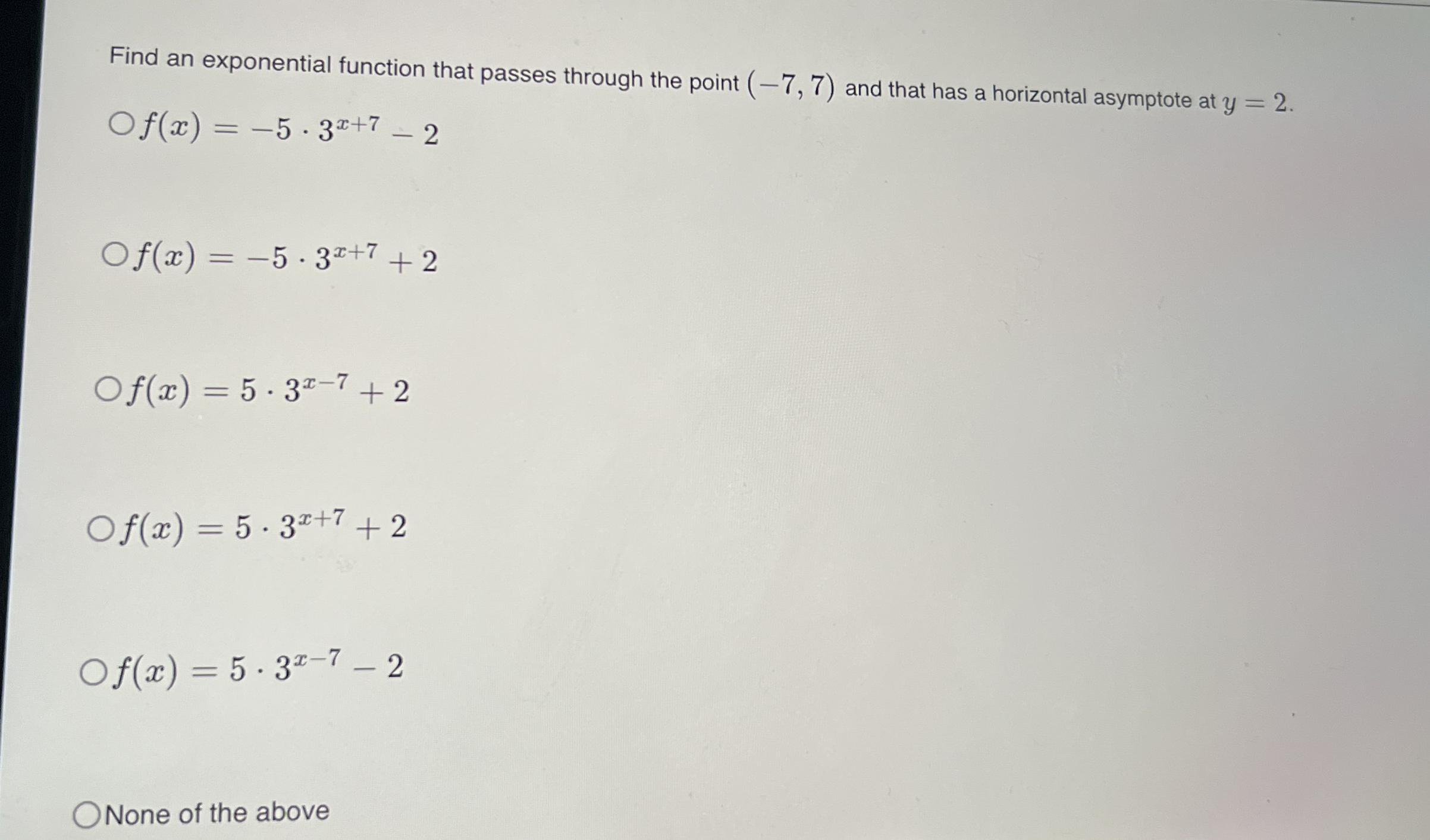 Find An Exponential Function That Passes Through The 