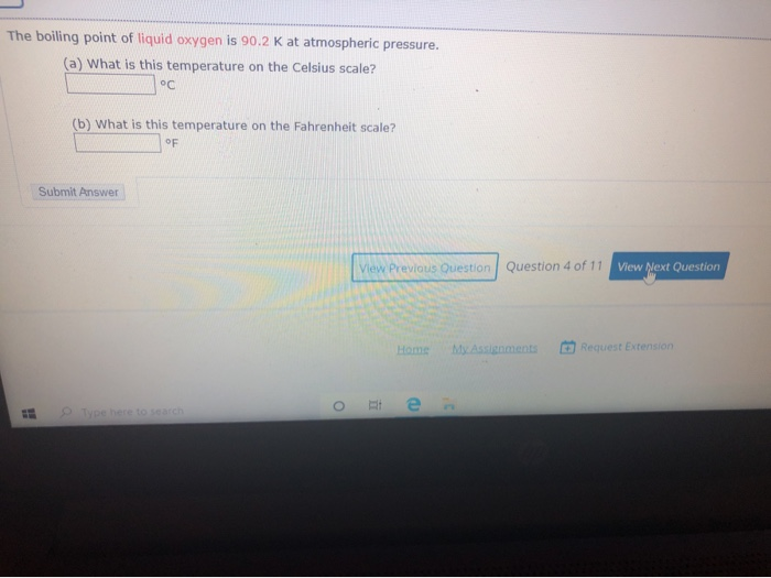 Solved The boiling point of liquid oxygen is 90.2 k at