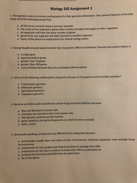 bio 202 assignment solution