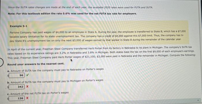 Solved Since The Suta Rates Changes Are Made At The End Of Chegg Com