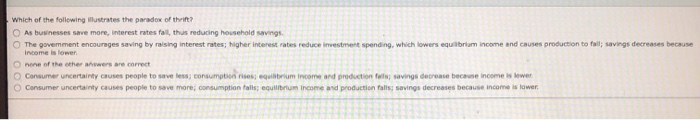 Solved Which of the following illustrates the paradox of | Chegg.com