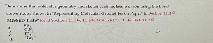 Solved Determine the molecular geometry and sketch each | Chegg.com