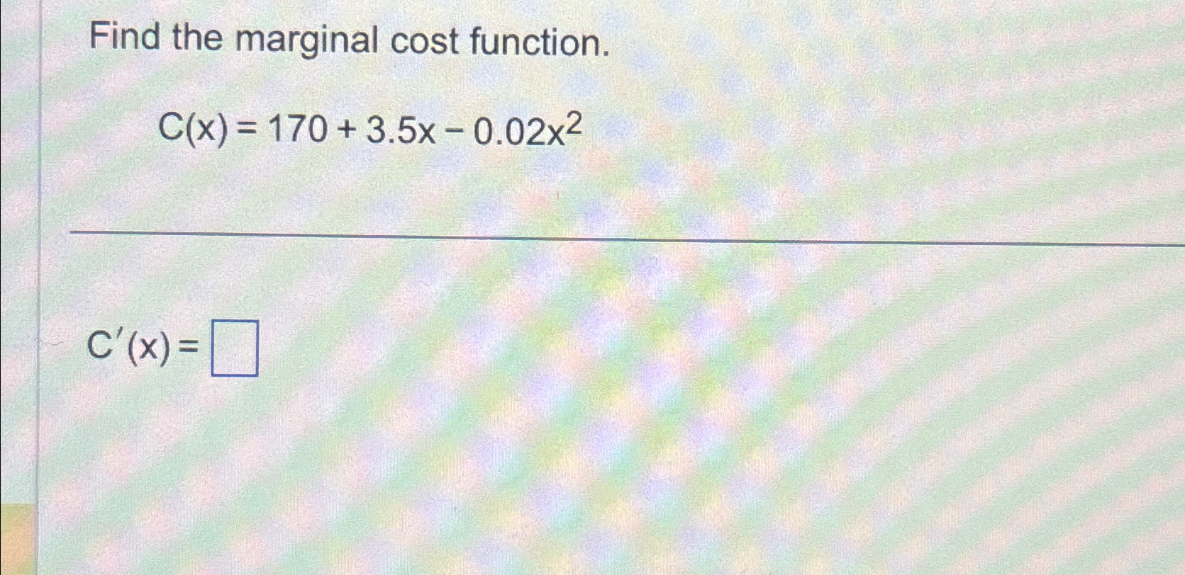 Solved Find the marginal cost | Chegg.com