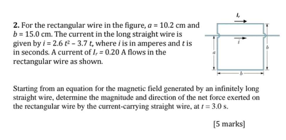 Solved For the rectangular wire in the figure, a=10.2cm ﻿and | Chegg.com