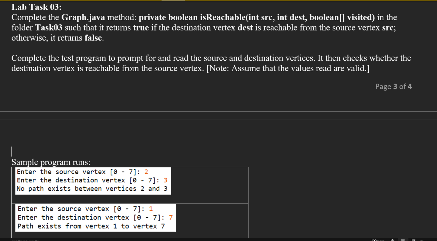 Solved Lab Task 03:Complete the Graph.java method: private | Chegg.com