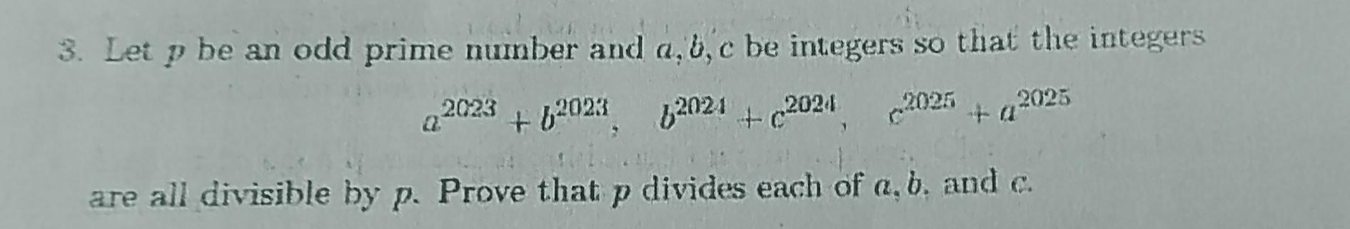 Solved Let P ﻿be An Odd Prime Number And A,b,c ﻿be Integers | Chegg.com