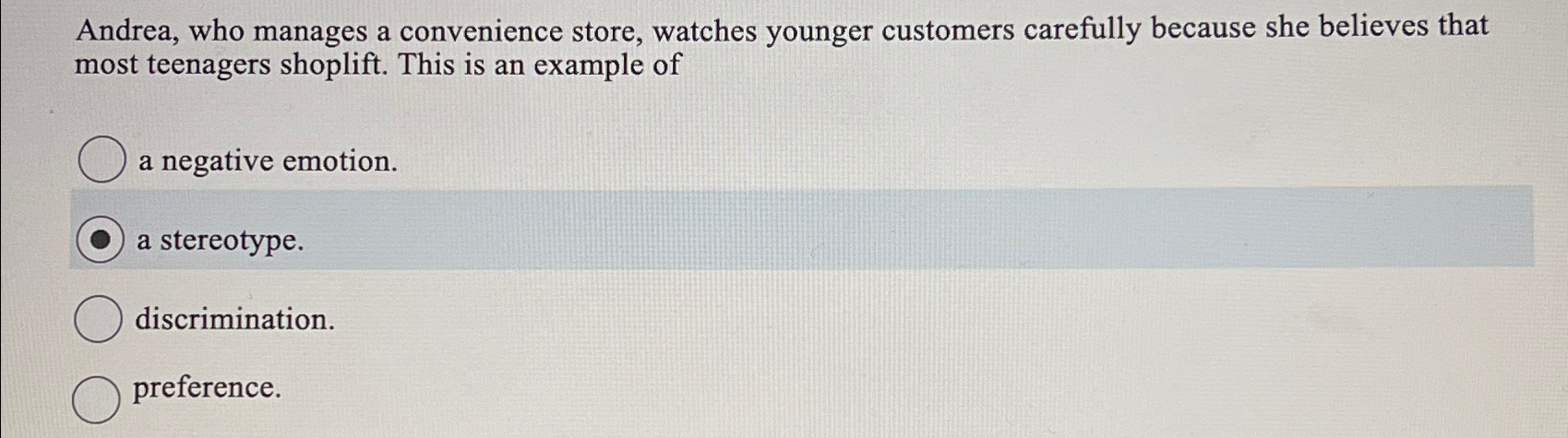 Solved Andrea, Who Manages A Convenience Store, Watches | Chegg.com