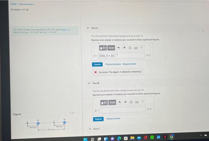 Solved CHW 1: Electrostatics Problem 17.39 Two point charges | Chegg.com