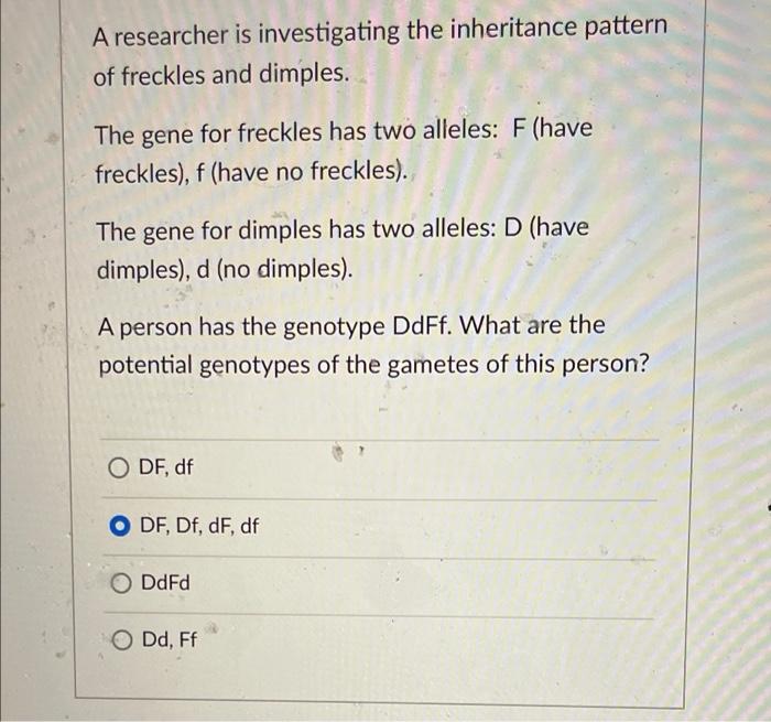 Solved A researcher is investigating the inheritance pattern | Chegg.com