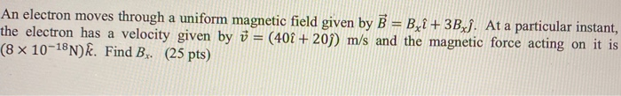 Solved An Electron Moves Through A Uniform Magnetic Field | Chegg.com