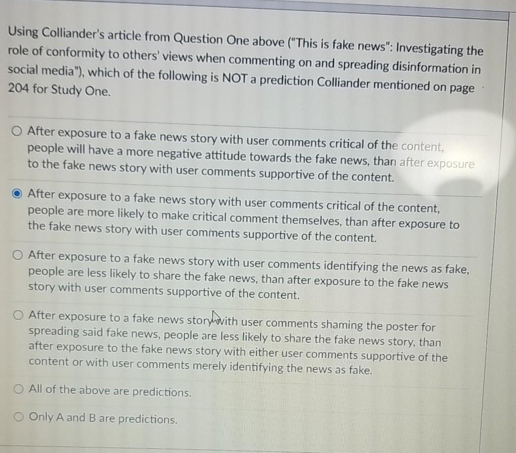 Question 4: When you read a news item, either because you looked for it