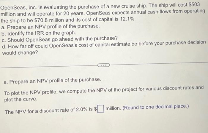 Solved OpenSeas, Inc. Is Evaluating The Purchase Of A New | Chegg.com