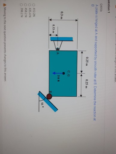 Solved THIS IS aliwe uestion 1 0405b A plate is hinged at A | Chegg.com