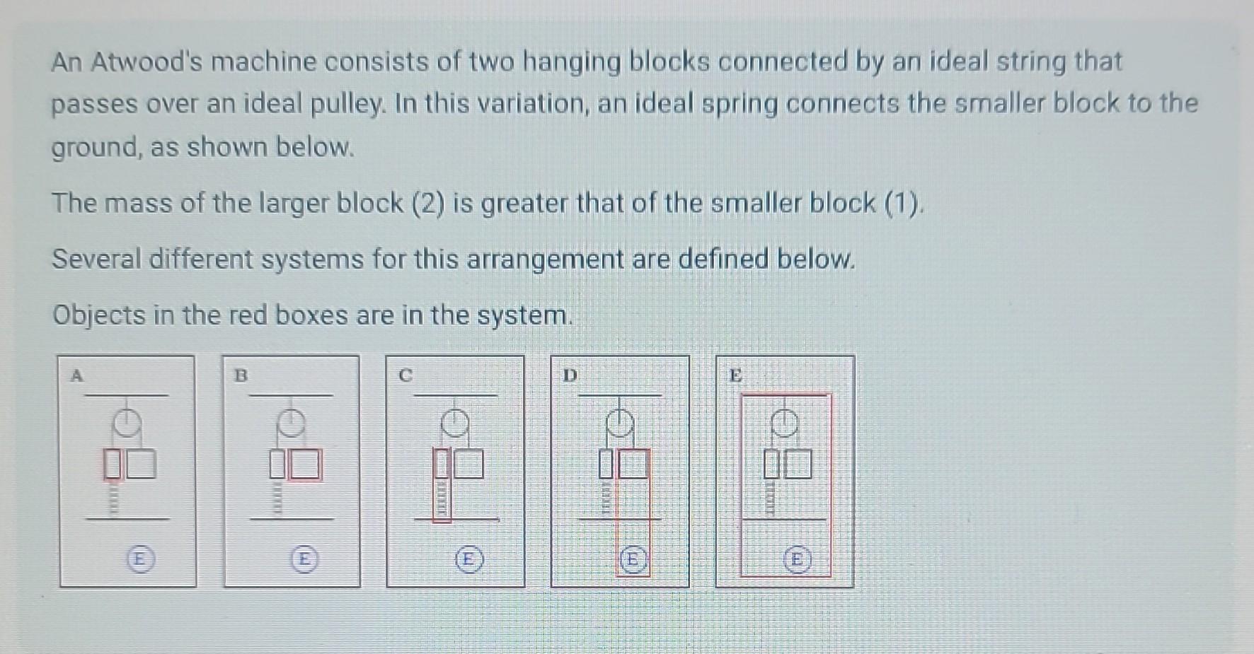 Solved An Atwood's machine consists of two hanging blocks | Chegg.com