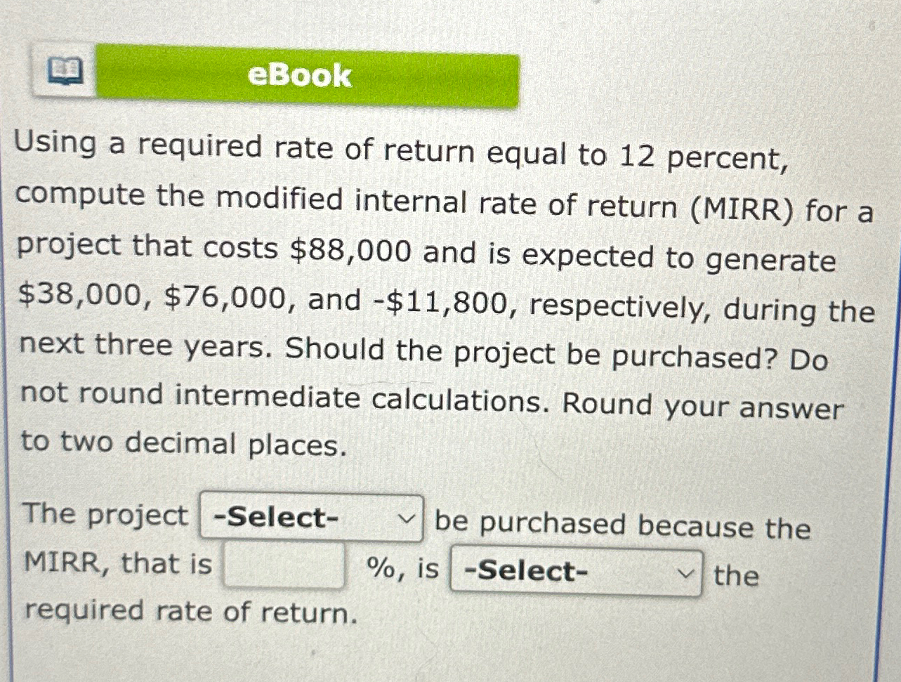 eBookUsing a required rate of return equal to 12 | Chegg.com