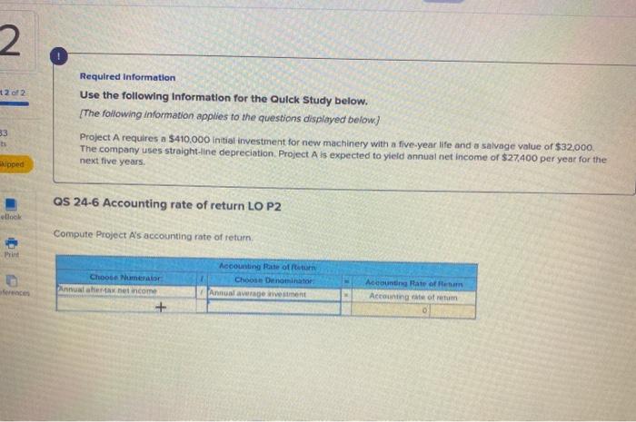 Solved 2 2 of 2 Required Information Use the following | Chegg.com